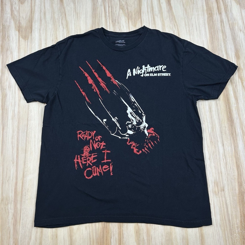 A Nightmare On Elm Street Freddy Krueger T-Shirt L Horror Movie Tee Ready or Not